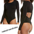 Naked Wardrobe Long Sleeve Back Cutout Snatched Thong Bodysuit Womens Size Large